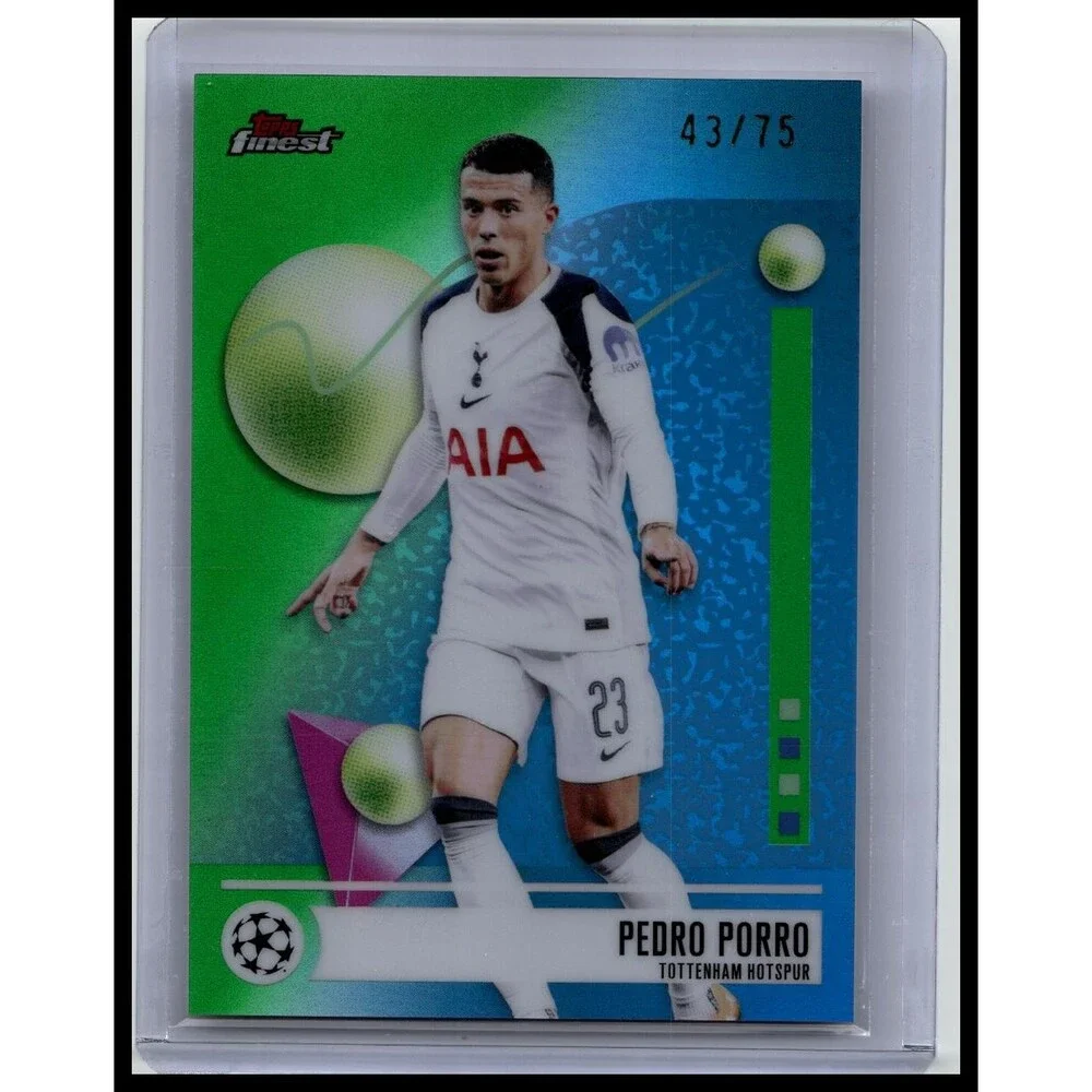2025-26 Finest UEFA Pedro Porro #139 Tottenham Hotspur Green Refractor #/75